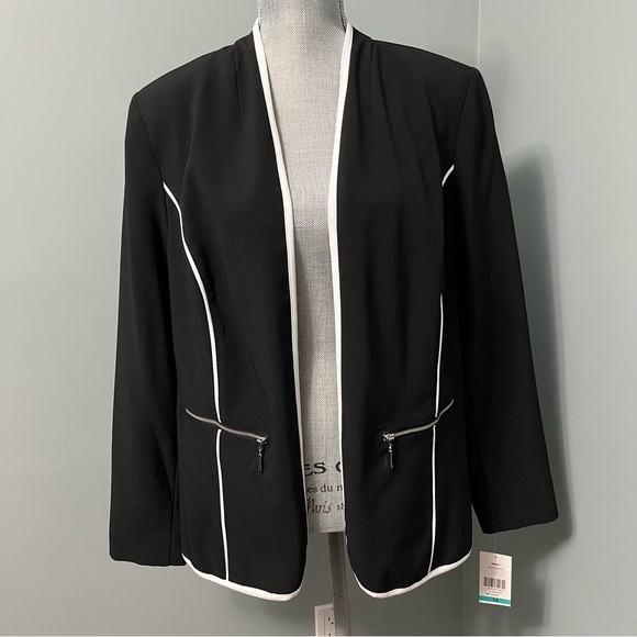 TANJAY black and white open front Blazer women’s size 14 NWT office wear - Picture 1 of 11